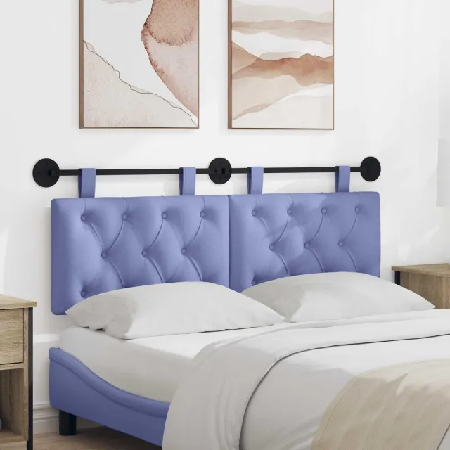 vidaXL Hangend hoofdbord Jeans Blauw Stof