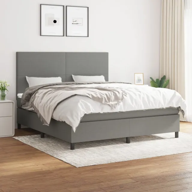 vidaXL Boxspring met matras stof donkergrijs 180x200 cm grijs
