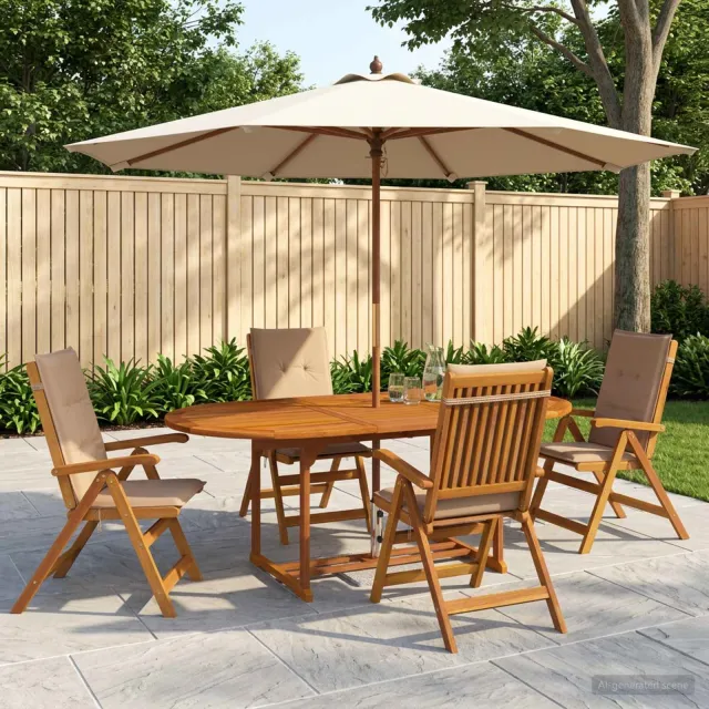 vidaXL 5-delige tuin eetset Naturel Massief Acaciahout Bruin
