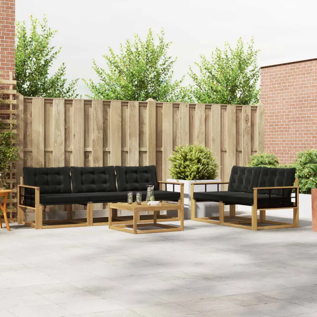 vidaXL Buiten bankenset 6 st Wit en zwart