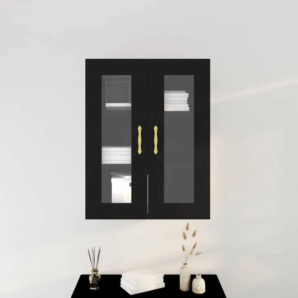 vidaXL Wandkast Zwart Eiken 69,5 x 34 x 90 cm Bewerkt hout, foto 4