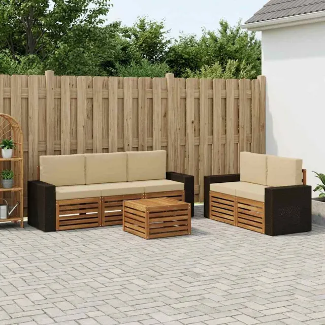 vidaXL Buiten bankenset 6 st 5-zits Natuurlijk en Beige