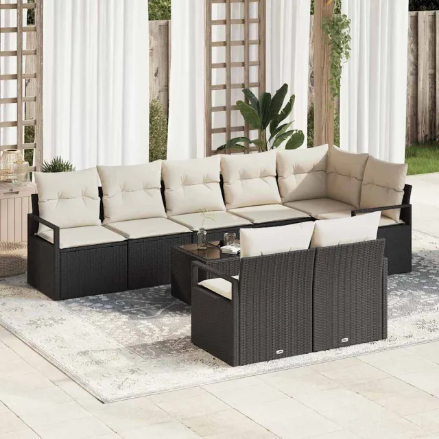 vidaXL Bankstel 9 st Zwart poly rattan, foto 2
