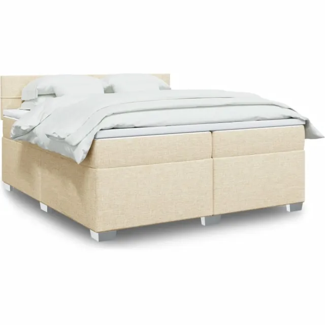 vidaXL Boxspring met matras stof crèmekleurig 200x200 cm
