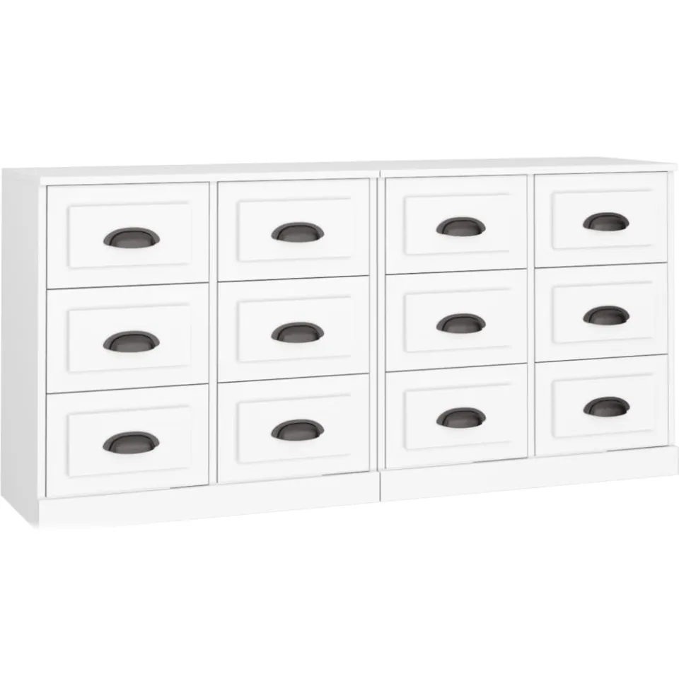 vidaXL Dressoirs 2 st bewerkt hout wit, foto 3