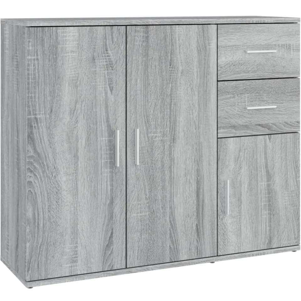 vidaXL Dressoir 91x29,5x75 cm bewerkt hout grijs sonoma eikenkleurig