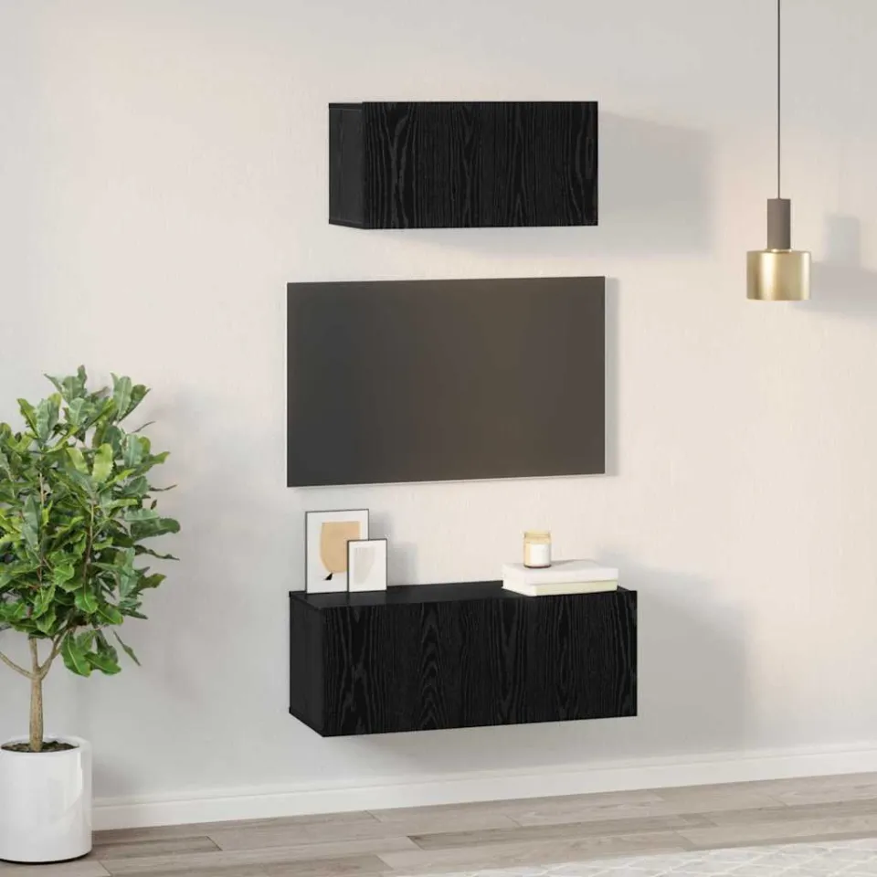 vidaXL Tv-meubelset 2 st Zwart Eiken Bewerkt hout, foto 4