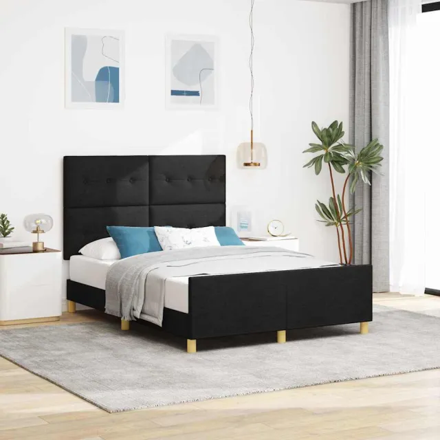 vidaXL Bedframe met hoofdeinde Zwart 140 x 200 cm Stof
