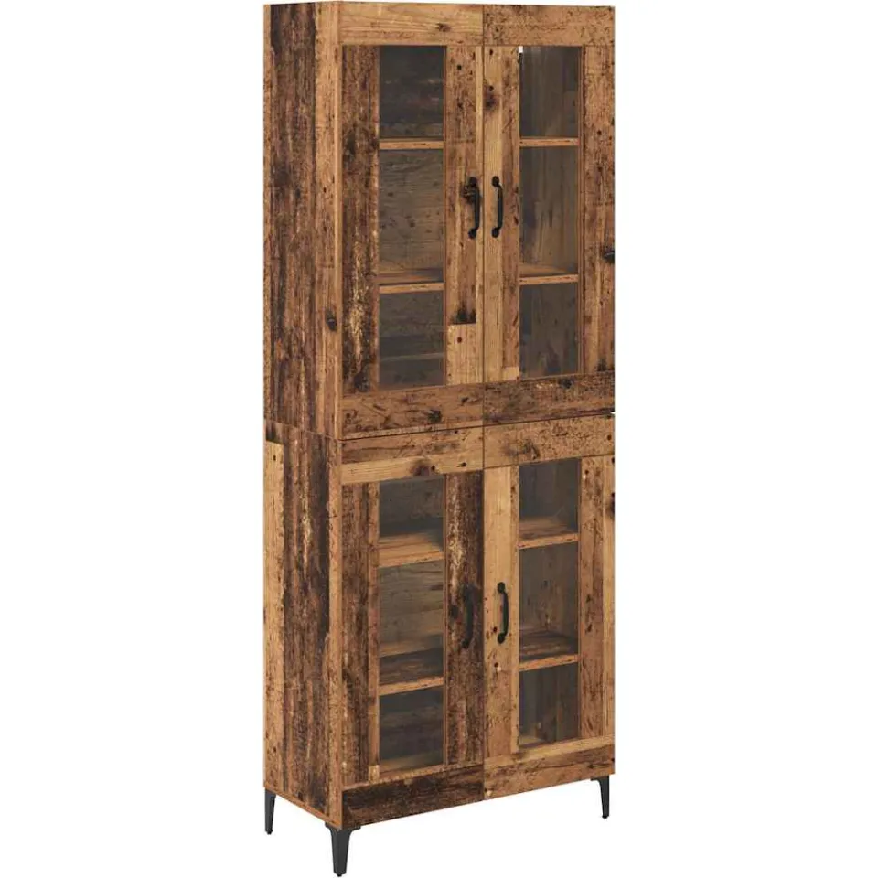 vidaXL Highboard Oud Hout 69,5 x 34 x 180 cm Bewerkt hout bruin, foto 3