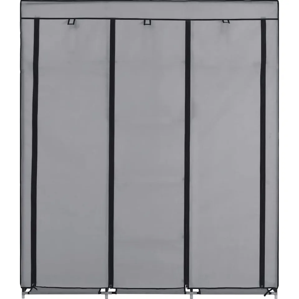 vidaXL Kledingkast met vakken en stangen 150x45x175 cm stof grijs, foto 4