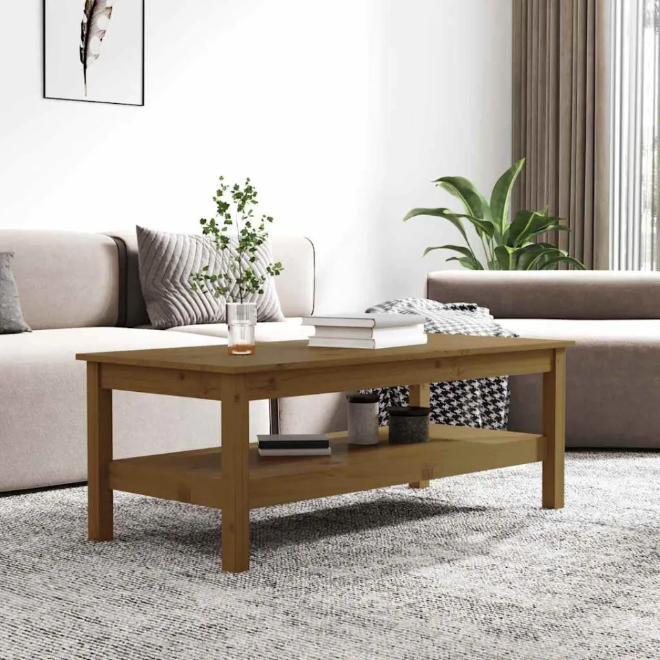 vidaXL Salontafel 110x50x40 cm massief grenenhout honingbruin bruin, foto 3