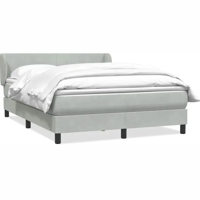 vidaXL Boxspring met matras fluweel lichtgrijs 160x210 cm grijs