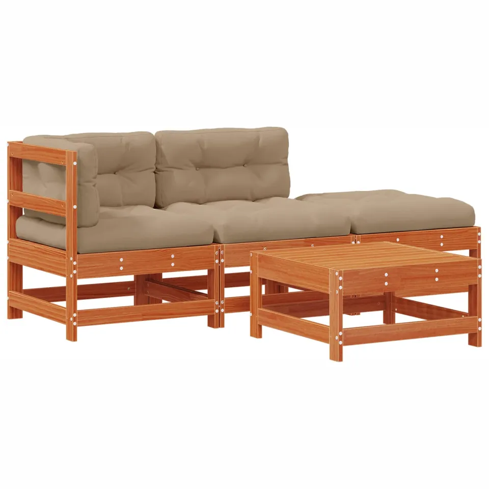 vidaXL Tuin loungeset 4 st Wasbruin Massief grenenhout bruin, foto 3