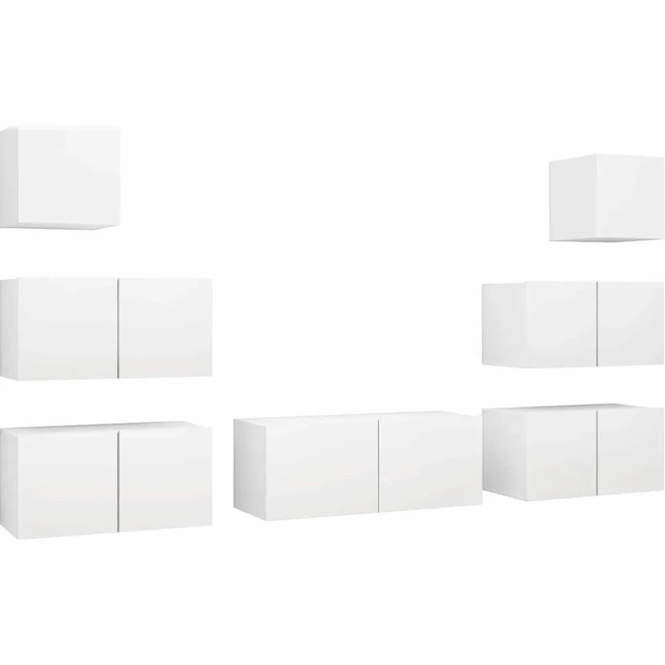 vidaXL 7-delige Tv-meubelset bewerkt hout wit, foto 3