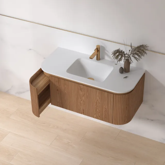 Sanilux Badmeubelset Sanilux Eleganza 100 cm Keramiek 1 Kraangat Acacia