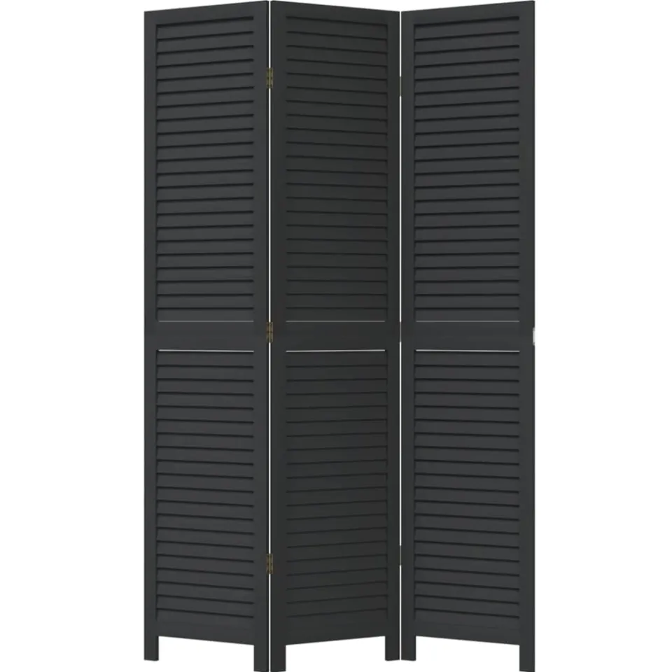 vidaXL Kamerscherm met 3 panelen massief paulowniahout zwart, foto 4