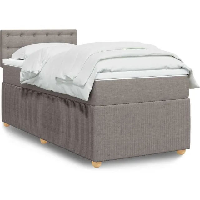 vidaXL Boxspring met matras stof taupe 100x200 cm
