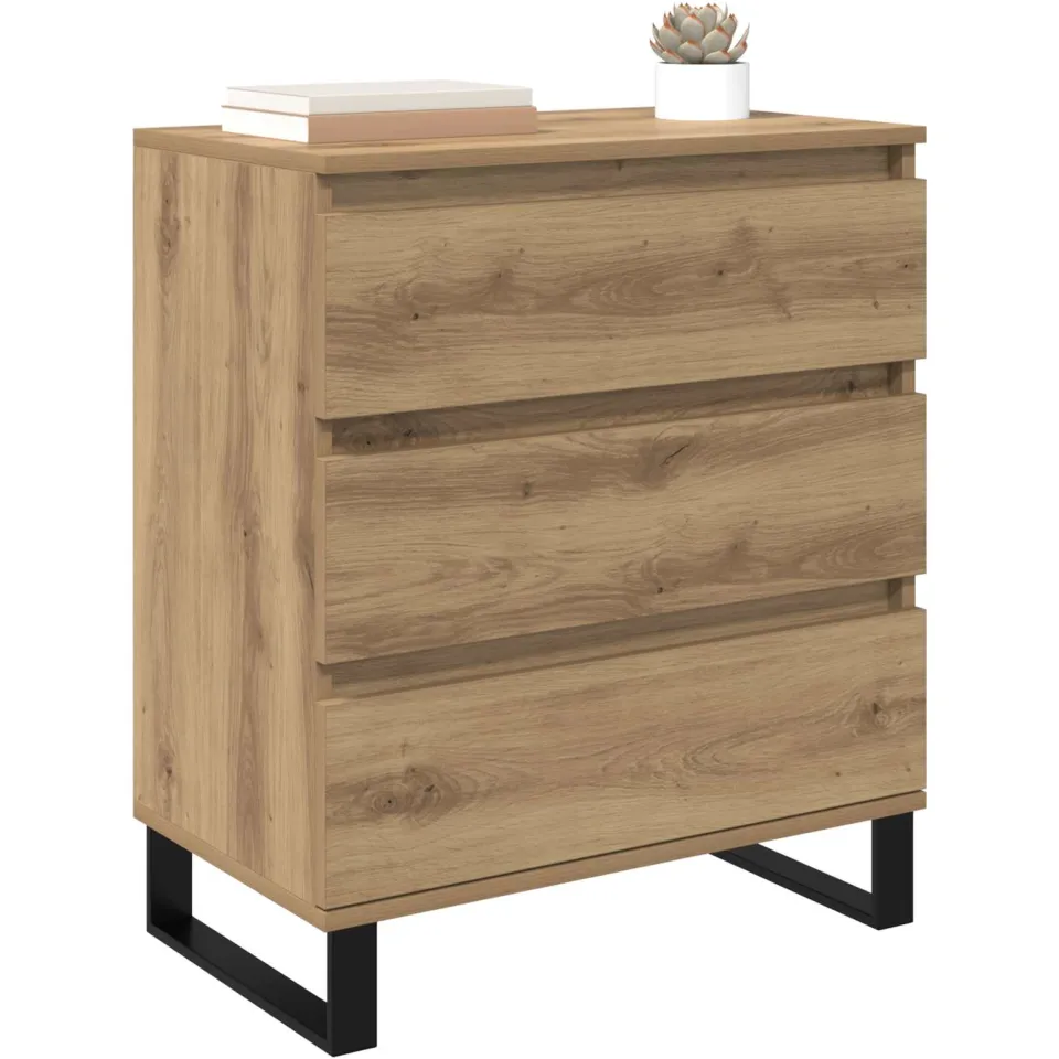 vidaXL Dressoir Artisan Eiken 60 x 35 x 70 cm Bewerkt hout Bruin