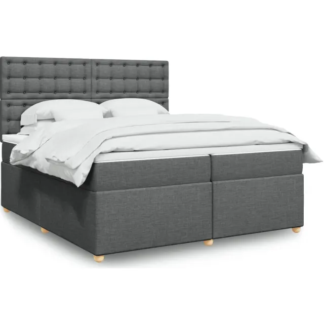vidaXL Boxspring met matras stof donkergrijs 200x200 cm grijs