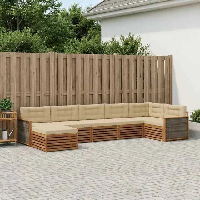 vidaXL Buiten bankenset 7 st 7-zits Natuurlijk en Beige