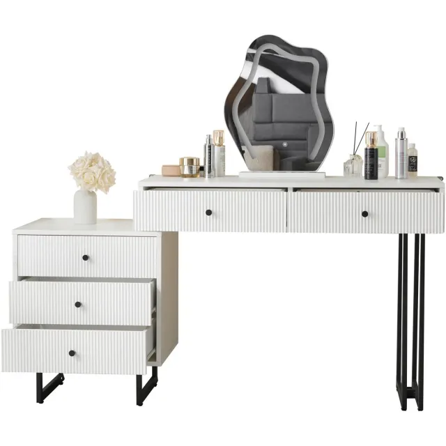 YYchan kaptafel - wit - 100 x 40 x 76 cm - met LED-verlichting