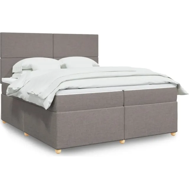 vidaXL Boxspring met matras stof taupe 200x200 cm