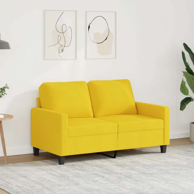 vidaXL Tweezitsbank 120 cm stof lichtgeel