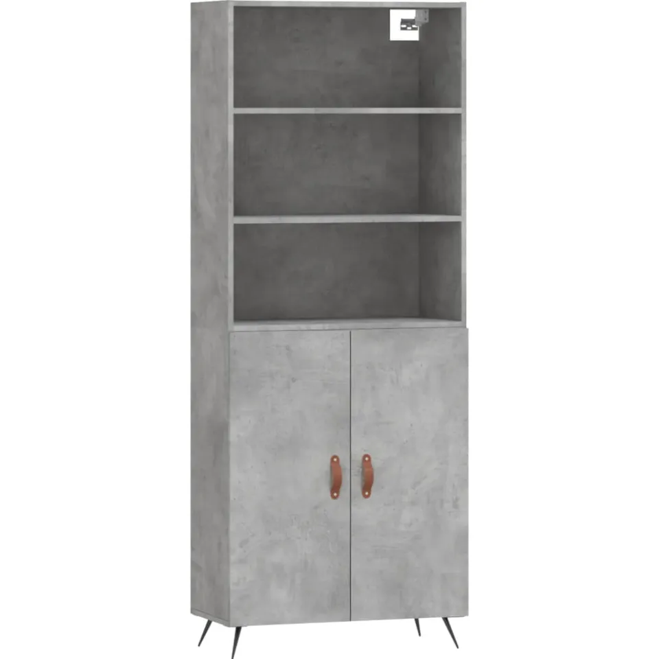 vidaXL Hoge kast 69,5x34x180 cm bewerkt hout betongrijs grijs, foto 3