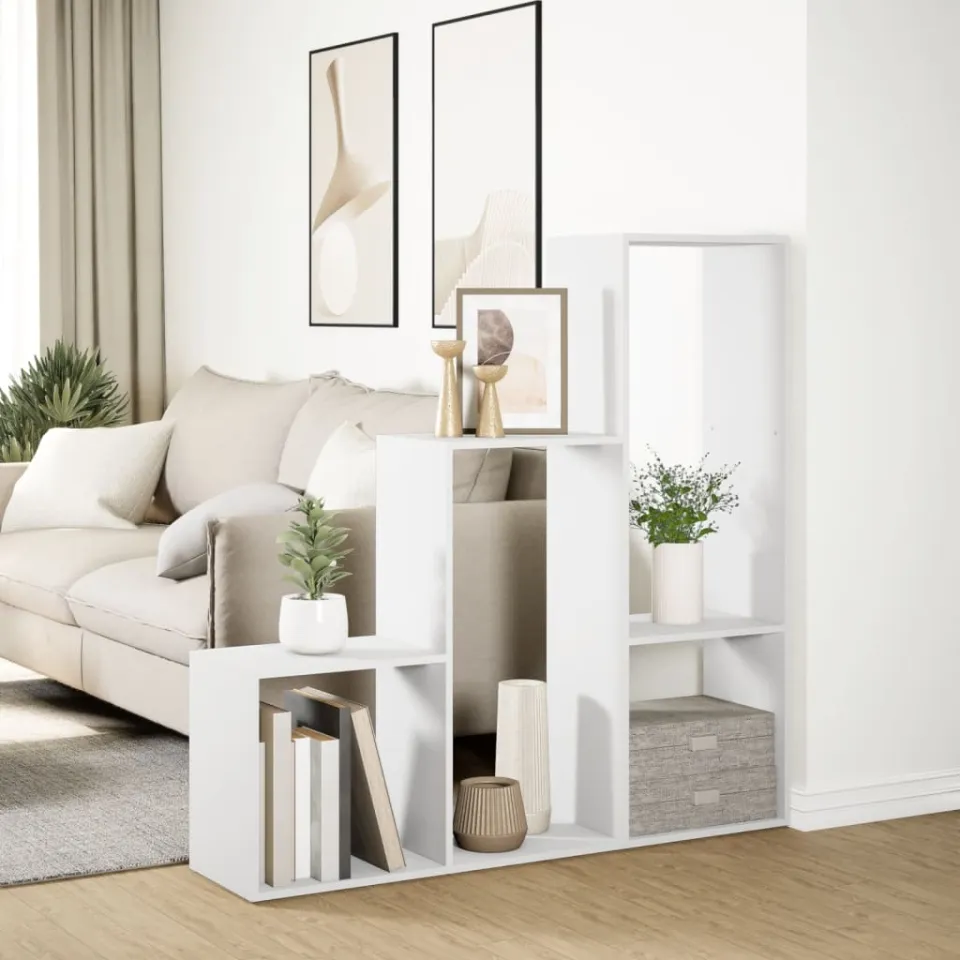 vidaXL Kamerscherm / boekenkast 3-laags 123x29x123 cm bewerkt hout wit, foto 4