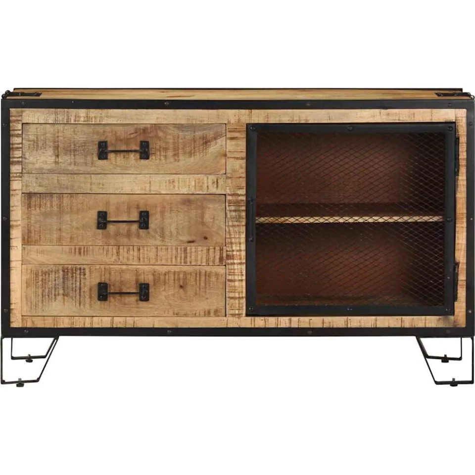 vidaXL Dressoir 100x31x60 cm massief ruw mangohout bruin, foto 2