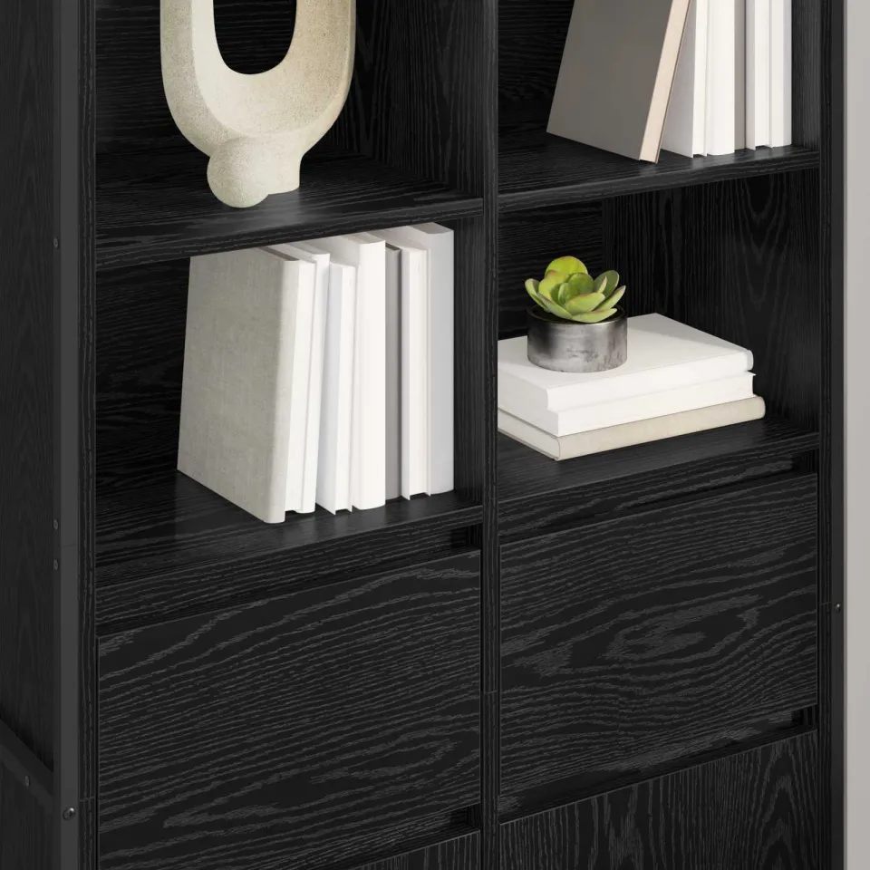 vidaXL Dressoir Zwart Eiken 81 x 36 x 150.5 cm Bewerkt hout, foto 4