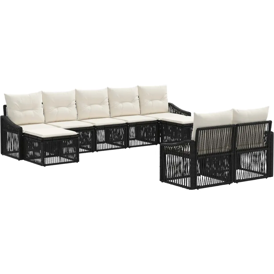 vidaXL Tuinbankenset 9 st 9-zits Zwart poly rattan, foto 3