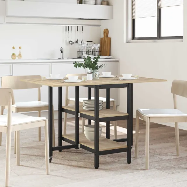 vidaXL Eettafel 122 x 80 x 76,5 cm Bewerkt hout Sonoma Eiken