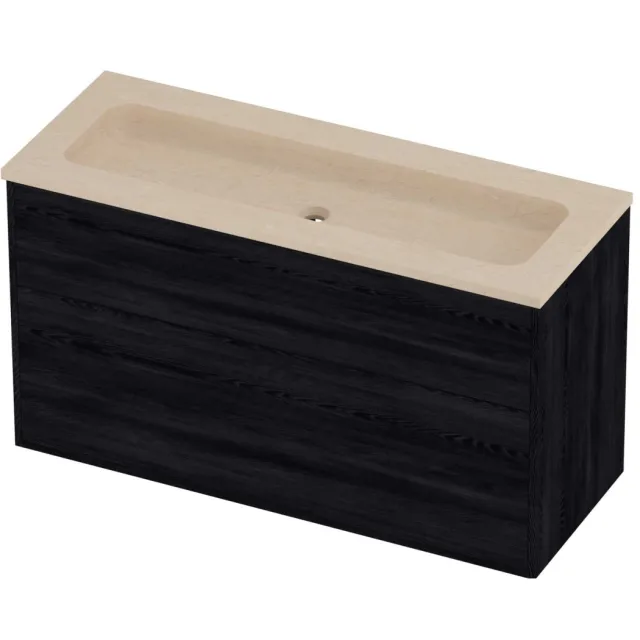 Proline Rollo Badmeubelset Hardsteen Elegant Zonder Gat 120x46x67 cm Sand Stone Black Oak Eiken