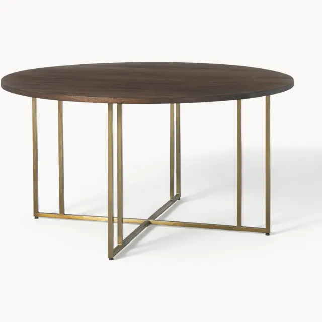 Westwing Collection Ronde eettafel Luca van mangohout, in verschillende formaten Goudkleurig