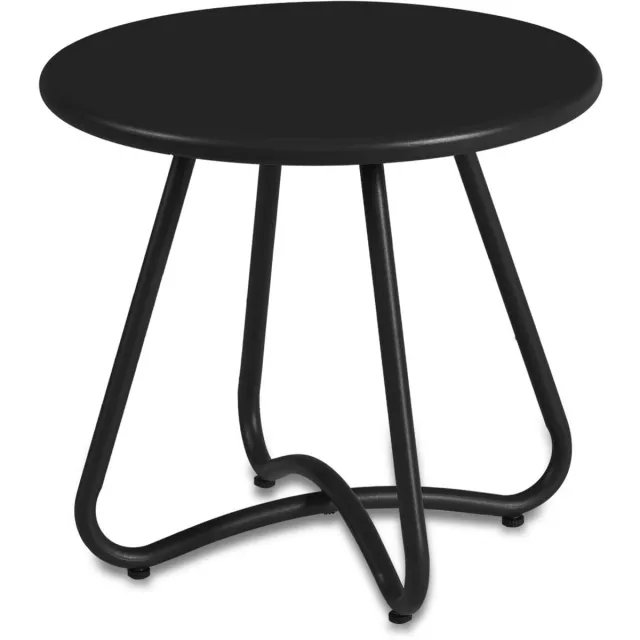 Ibenzoa Outdoor Servingtabel - Ronde Staal Tuinfundering - Zwart