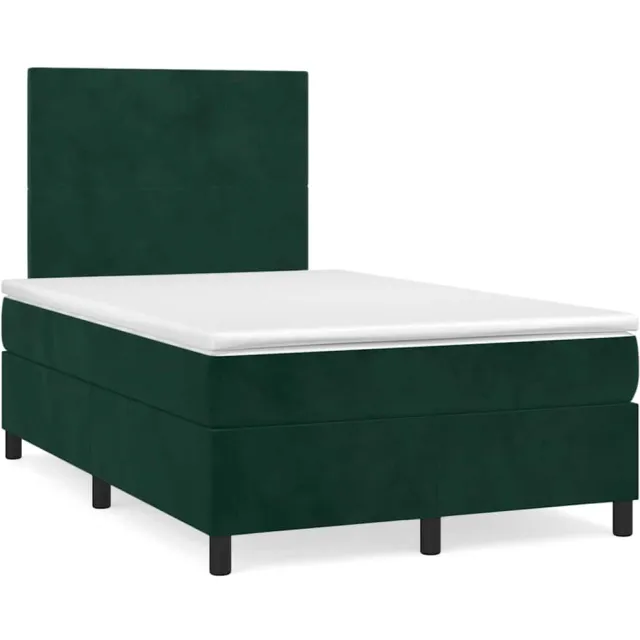 vidaXL Boxspring met matras fluweel donkergroen 120x190 cm groen