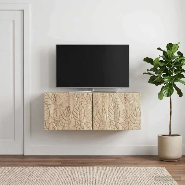 vidaXL Wandbeugel TV-kast 98 x 31 cm Sonoma Eiken Bewerkt hout, foto 2