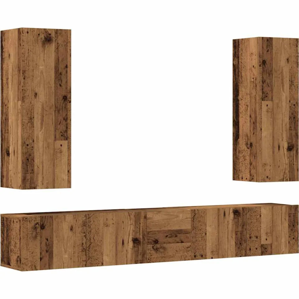 vidaXL 5-delig Tv-meubelset wandmontage bewerkt hout oud houtkleurig Bruin