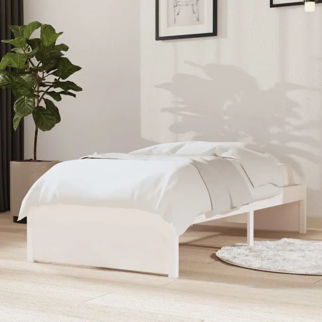 vidaXL Bedframe massief hout wit 75x190 cm