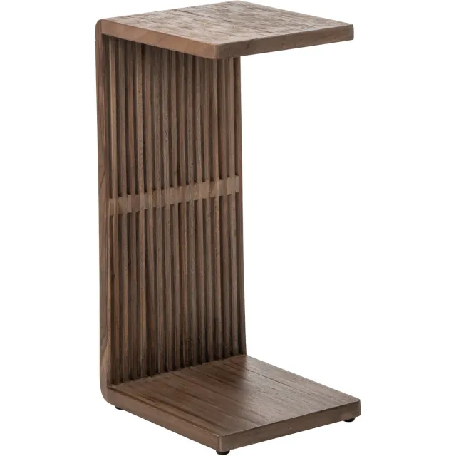 J-Line Bijzettafel met latten - gerecycled hout - donkerbruin