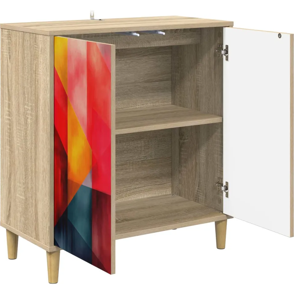 vidaXL Dressoir HEESCH Sonoma 69 x 33 x 75 cm Bewerkt hout Bruin