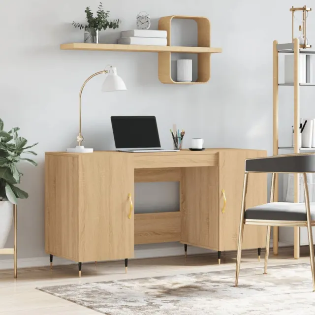 vidaXL Bureau 140x50x75 cm bewerkt hout sonoma eikenkleurig, foto 2