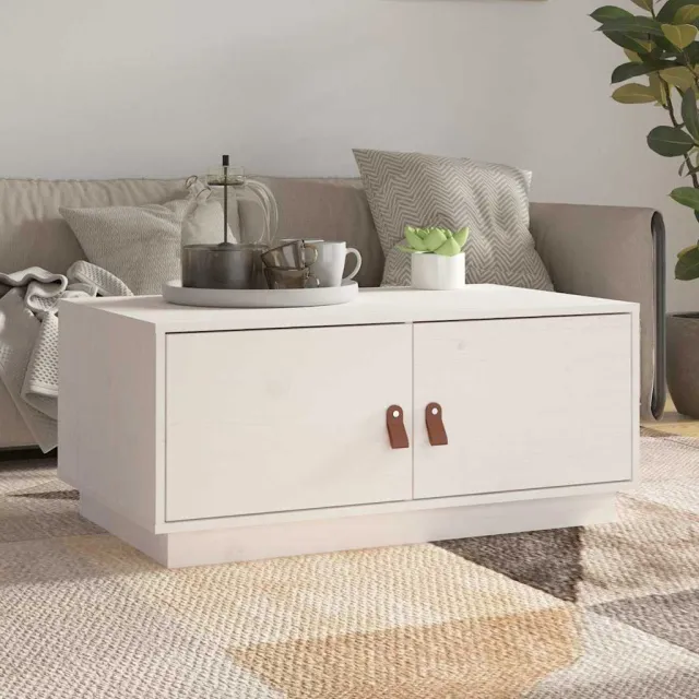 vidaXL Salontafel 80x50x35 cm massief grenenhout wit, foto 2