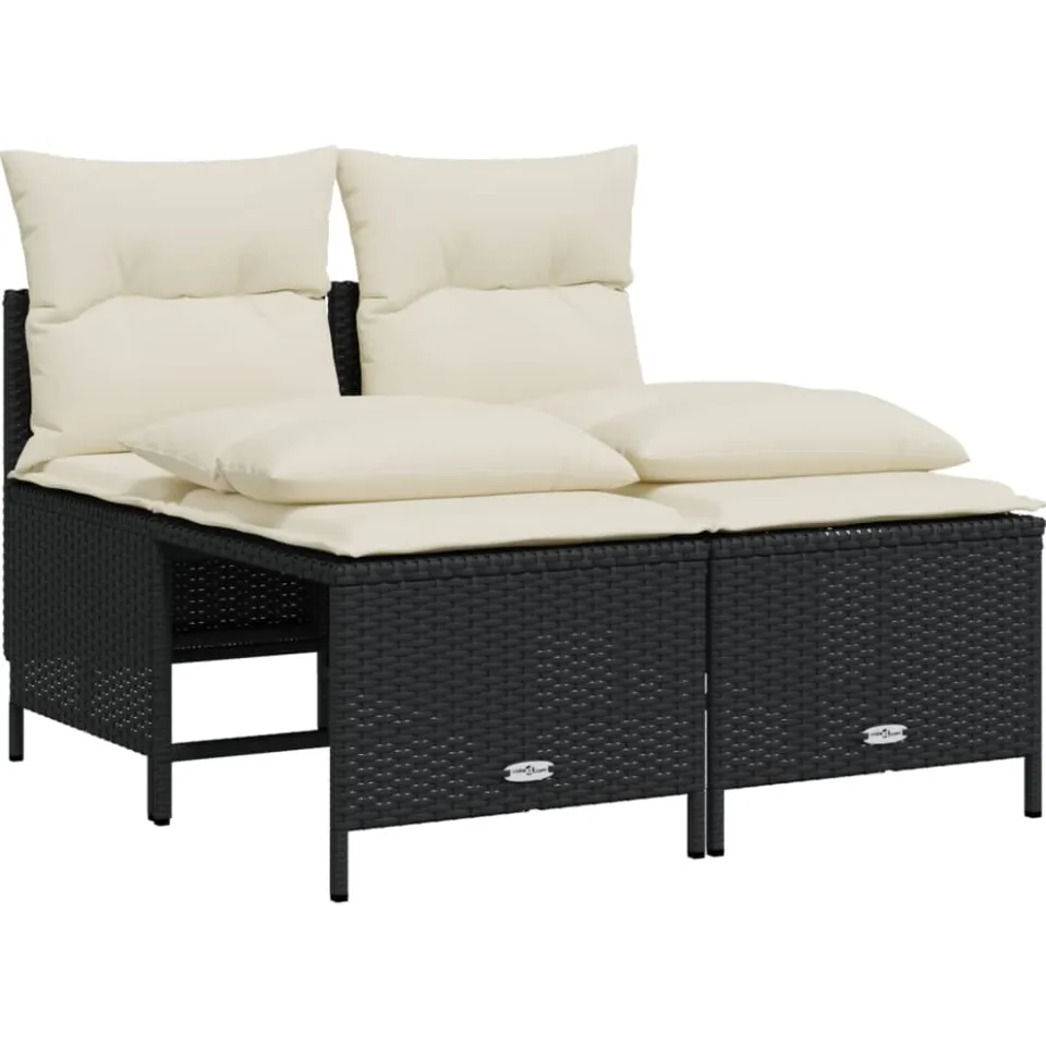 vidaXL 4-delige Loungeset met kussens poly rattan zwart, foto 3
