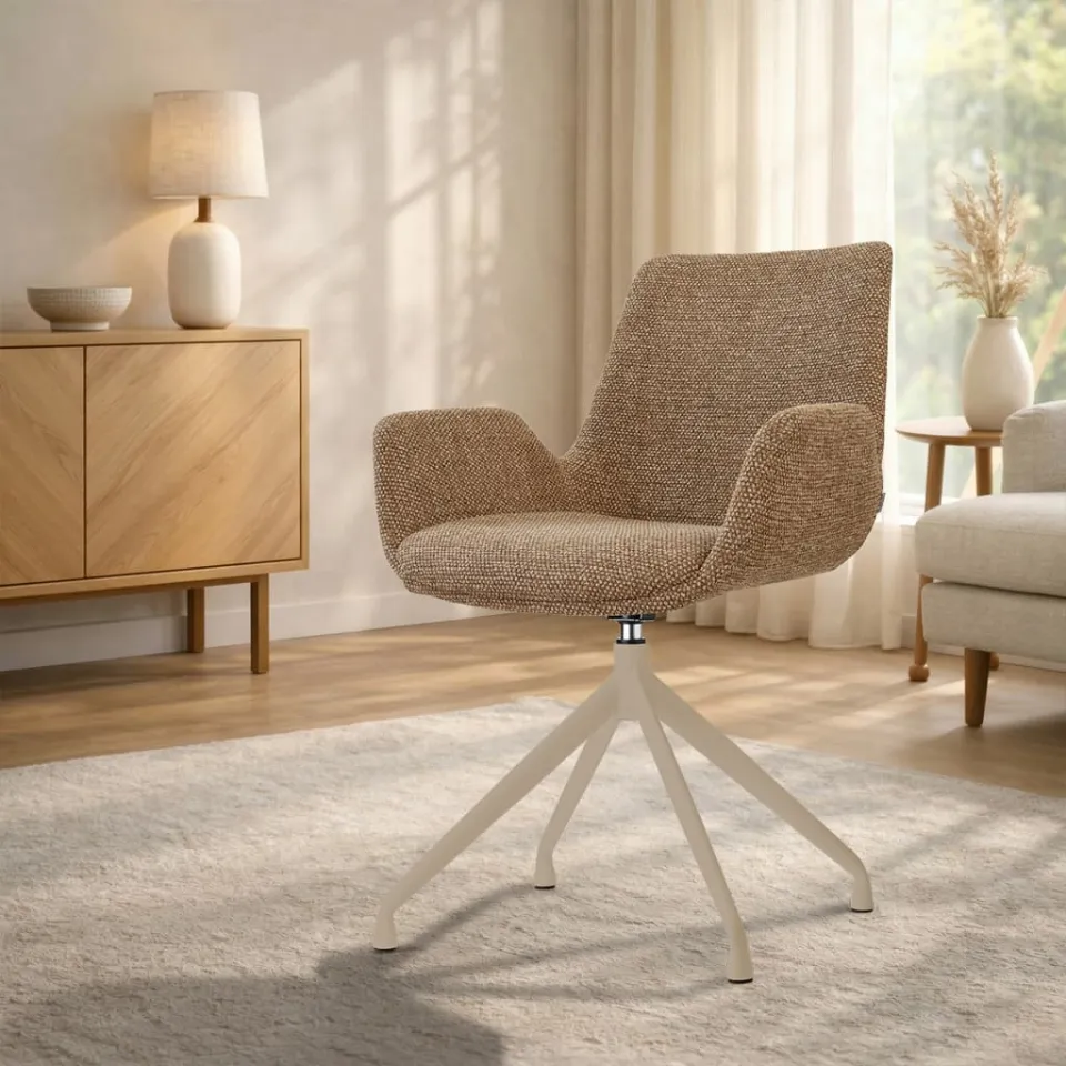 Nolon Nola-Eef draaibare eetkamerstoel bruin blend - beige onderstel, foto 3