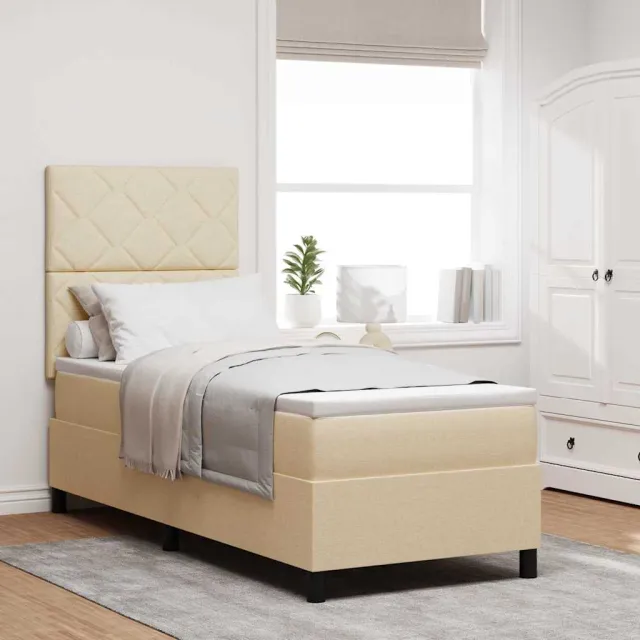 vidaXL Boxspring bed met matras met LED Crème 80 x 200 cm Stof