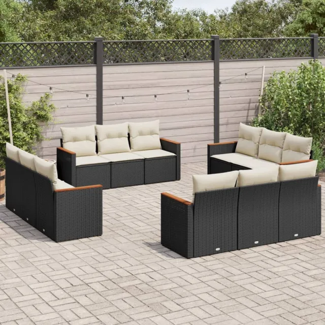 vidaXL 12-delige Loungeset met kussens poly rattan zwart, foto 2