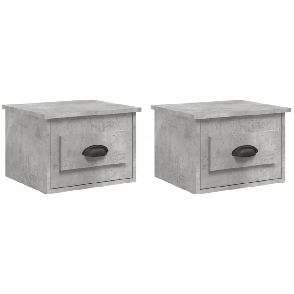 vidaXL Nachtkastjes 2 st wandgemonteerd 41,5x36x28 cm betongrijs