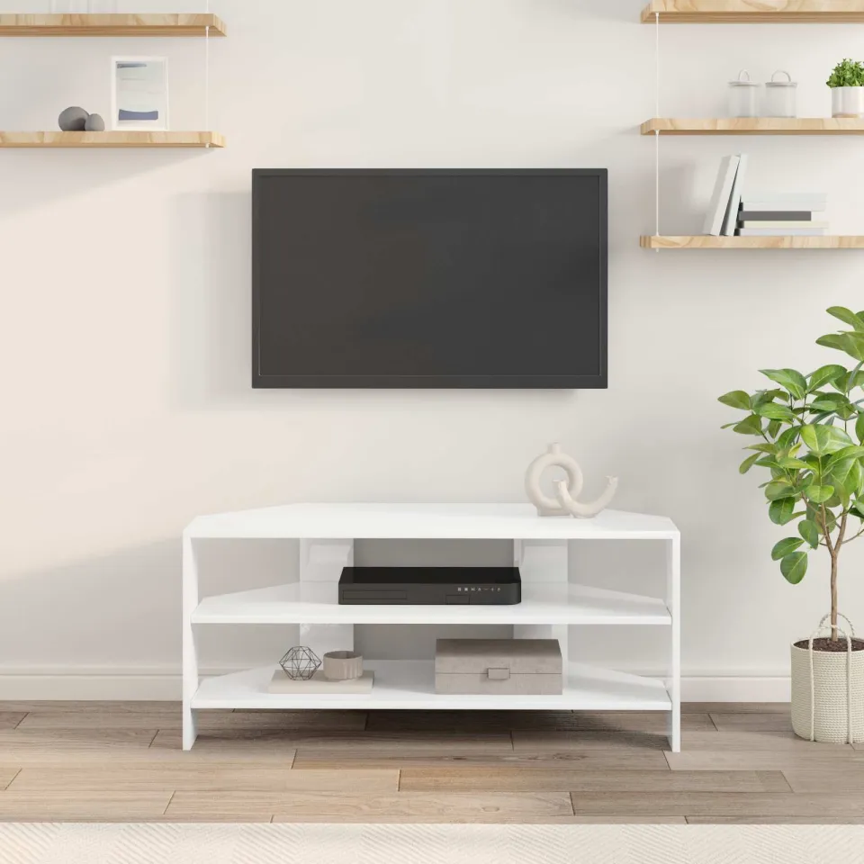 vidaXL HoekTVKast 100 x 40,5 x 45 cm Hoogglans Wit Bewerkt hout, foto 4
